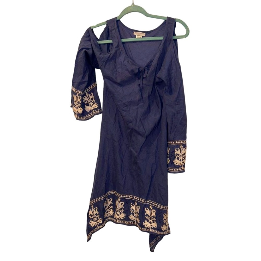Debbie Katz South Beach Blue white Embroidered Beach Cover up tunic dres…